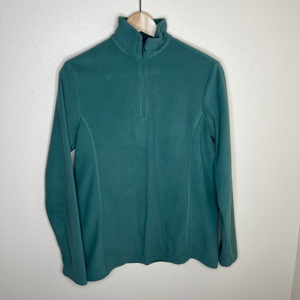 Lands' End Green Quarter Zip Fleece Pullover Small
